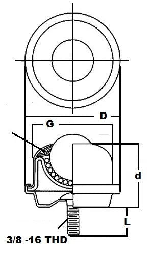 1 1/2 Stud Type Ball Transfer CSBT-1 1/2 CS 3/8" Threaded Stem