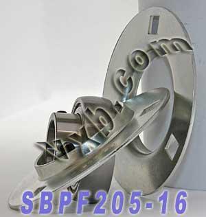 1" Bore Mounted Bearing SBPF205-16 + Pressed Steel 3-Bolt Flanged Housing
