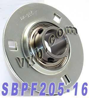 1" Bore Mounted Bearing SBPF205-16 + Pressed Steel 3-Bolt Flanged Housing