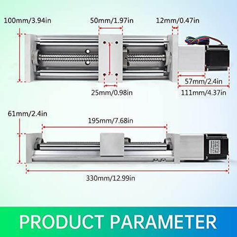 100mm Stroke CNC Linear Stage Motion Actuator, Double Optical Axis X Y Z Axis Linear Slide Rail Aluminum Alloy Cross Sliding Table SBR16 Linear Rail Guide SFU1605 Ballscrew for CNC