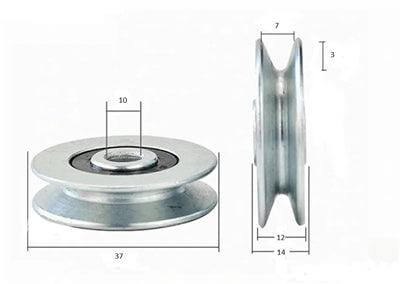 10x37x12x14mm V Groove Track Roller Bearing 8mm Wide
