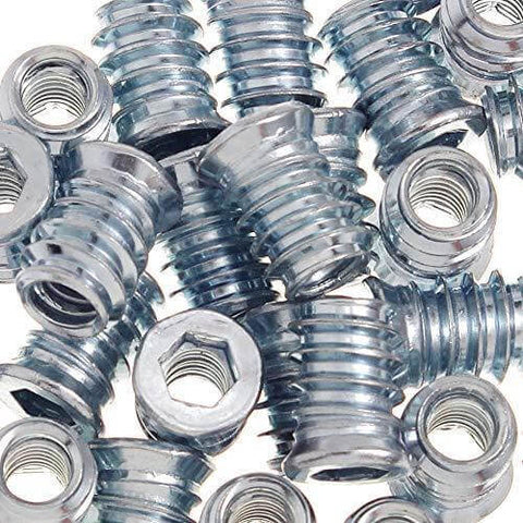 1/4-20 Threaded Insert for Wood Hex Drive Threaded Wood Inserts 1/4 Wood Nuts 40 Pieces