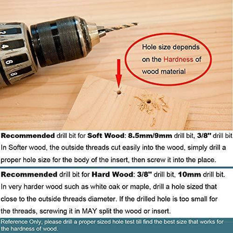 1/4-20 Threaded Insert for Wood Hex Drive Threaded Wood Inserts 1/4 Wood Nuts 40 Pieces