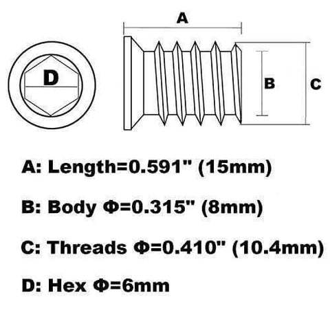 1/4-20 Threaded Insert for Wood Hex Drive Threaded Wood Inserts 1/4 Wood Nuts 40 Pieces