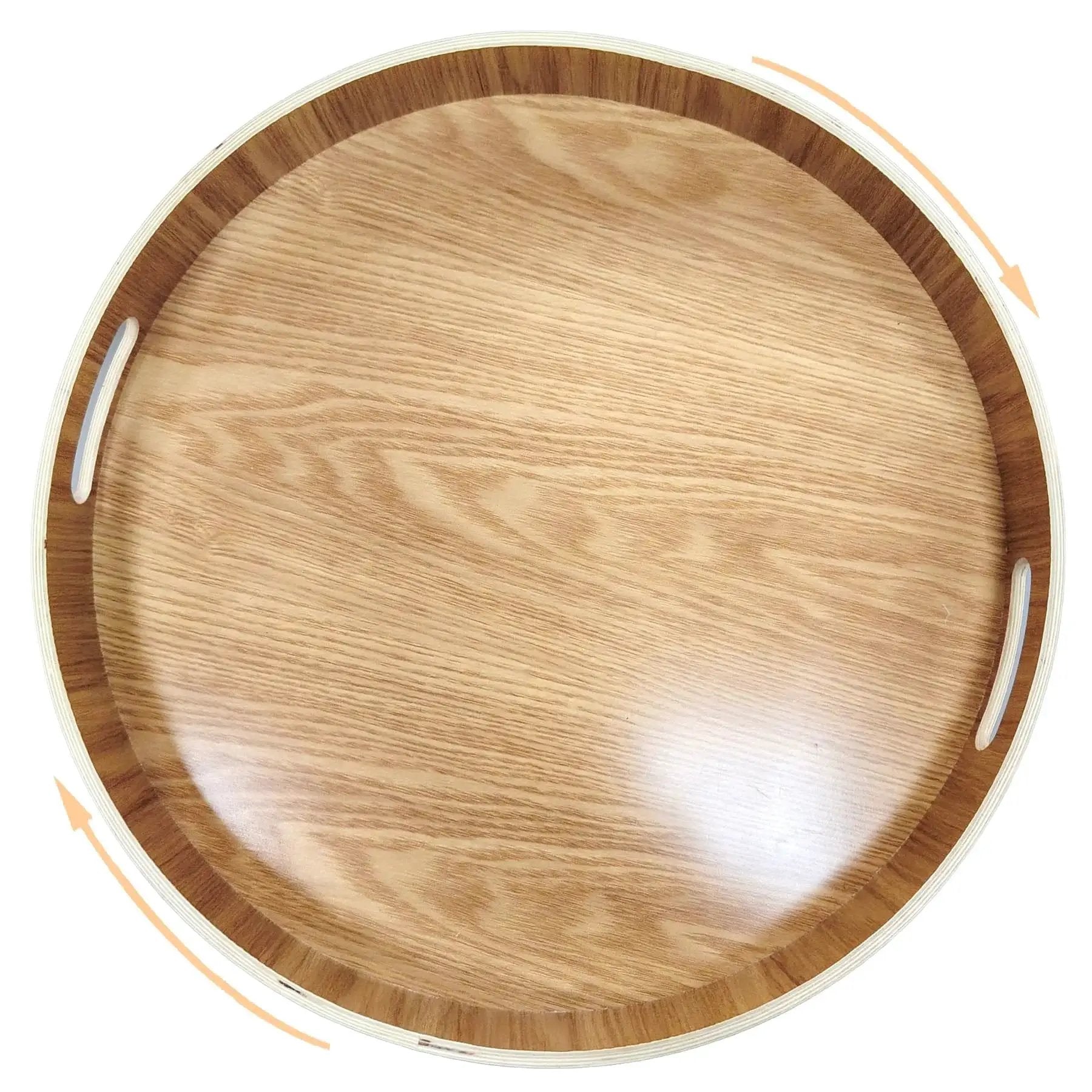 16 Inch Lazy Susan Turntable With Handles Wooden Rotat