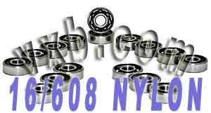 16 inline Skate Bearing Nylon Cage Open - VXB Ball Bearings