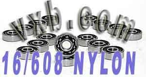16 inline Skate Bearing Nylon Cage Open - VXB Ball Bearings