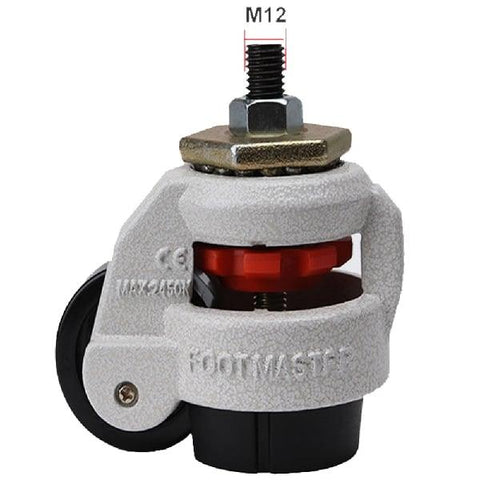 2.36" Adjustable Height Floor Lock Heavy Duty Caster Wheel 60mm - M12 Threaded stem