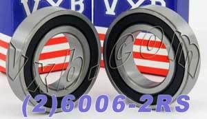 2-Pack Bearings 6006-2RS 30x55x13 Rubber Sealed 30mm Bore