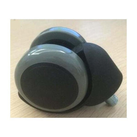 2" Twin Wheels PU Plastic Swivel Caster - 10.9mm Dia. Threaded Stem