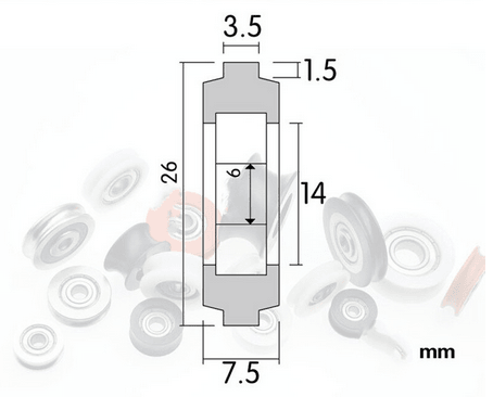 2020 Aluminum Extrusion Profile 6mm Bore 26mm POM Plastic Y Type Track sliding Wheel Bearing 6x26x7.5mm