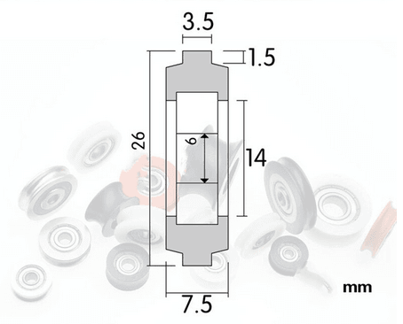 2020 Aluminum Extrusion Profile 6mm Bore 26mm POM Plastic Y Type Track sliding Wheel Bearing 6x26x7.5mm