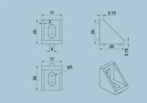 2020 Corner Bracket Aluminum for Extrusion Profile V-Slot