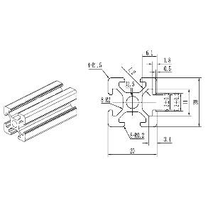 2020 Aluminum Extrusion Profile 20mm Linear Rail 3 Feet long - VXB Ball Bearings