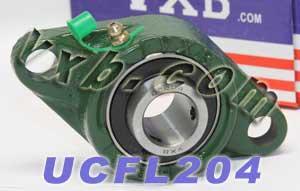 20mm Bearing UCFL-204 + 2-Bolt Flanged Cast Housing Mounted Bearing