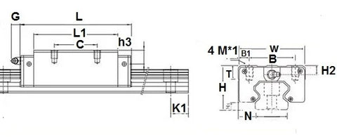 20mm Square Slide Unit Block Linear Motion