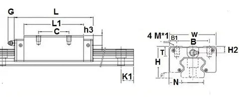 25mm Square Slide Unit Block Linear Motion