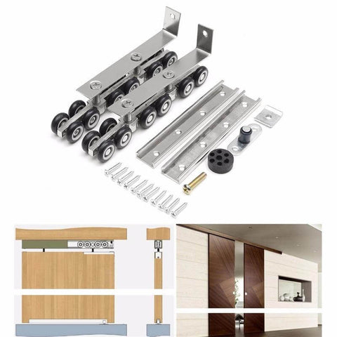 264lbs Load Capacity Pair of 12 Wheels Sliding Door Hardware