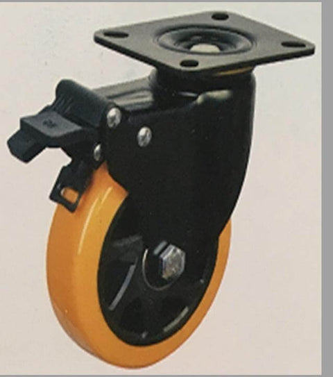 3" Caster Wheel 441 Lbs - Brake PU - Polypropylene Top Plate