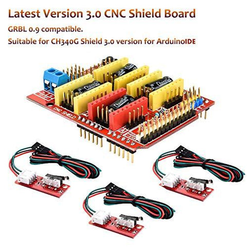3D Printer CNC Controller Ardiuno CNC kit with for Arduino IDE, GRBL CNC Shield Board+RAMPS 1.4 Mechanical Switch Endstop DRV8825 A4988 Stepper Motor Driver Nema17 Stepper Motor LKB02,Black - VXB Ball Bearings