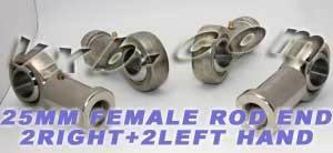 4 Female Rod End 25mm PHS25 2 Right Hand & 2 Left Hand Bearing