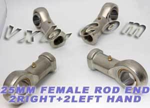 4 Female Rod End 25mm PHS25 2 Right Hand & 2 Left Hand Bearing