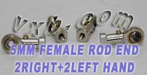 4 Female Rod End 5mm PHS5 2 Right Hand & 2 Left Hand Bearing