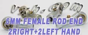 4 Female Rod End 6mm PHS6 2 Right Hand & 2 Left Hand Bearing