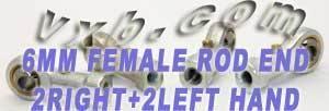 4 Female Rod End 6mm PHS6 2 Right Hand & 2 Left Hand Bearing
