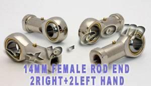 4 Female Rod End Heim Joints 14mm PHS14 - 2 RH + 2 LH Hand