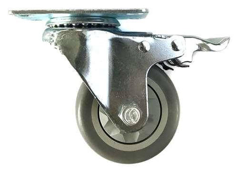 4" Caster Wheel 198 Lbs - Brake - TPR - Top Plate