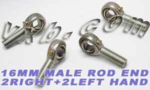 4 Male Rod End 16mm POS16 2 Right & 2 Left Hand Bearing