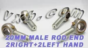 4 Male Rod End 20mm POS20 2 Right & 2 Left Hand Bearing