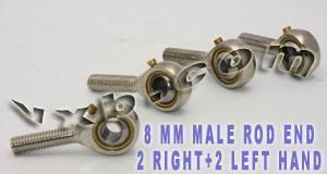 4 Male Rod Ends POS8 8mm 2 Right & 2 Left Hand Bearing