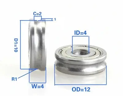 4mm Bore Bearing - 12mm Pulley U-Groove Track Roller Bearing 4x12x4mm