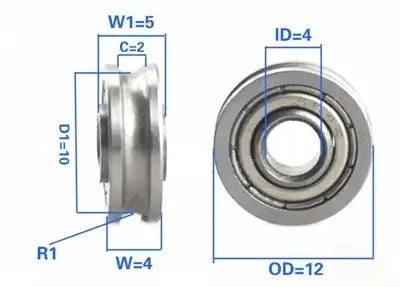4x12x5mm U-Groove Pulley Ball Bearing