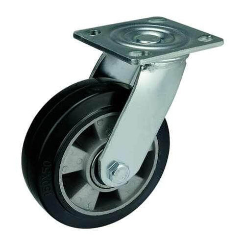 5" Heavy Duty Caster Wheel 441 Lbs - Aluminum core - Rubber Top Plate