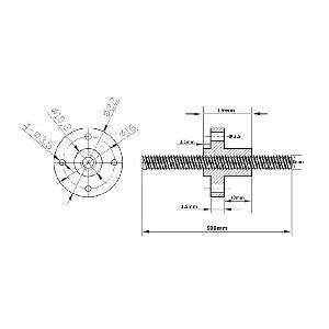 500MM long lead screw & a nut