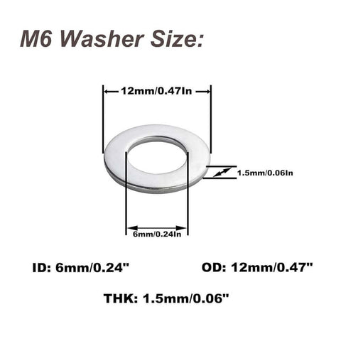 40-Pack M6 Stainless Steel Flat Washers for Screws - Grade 304 Stainless Steel