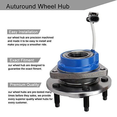 513121 Pair Front Wheel Hub & Bearing Assembly for Impala, Regal, DeVille, Grand Prix, Lacrosse, Lesabre, Century, Rendezvous, DTS, Intrigue 5 Lug w/ABS, Set of 2