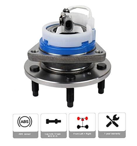 513121 Pair Front Wheel Hub & Bearing Assembly for Impala, Regal, DeVille, Grand Prix, Lacrosse, Lesabre, Century, Rendezvous, DTS, Intrigue 5 Lug w/ABS, Set of 2