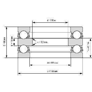 52226 Double Direction Axial Thrust Ball Bearing 130x190x80mm - VXB Ball Bearings