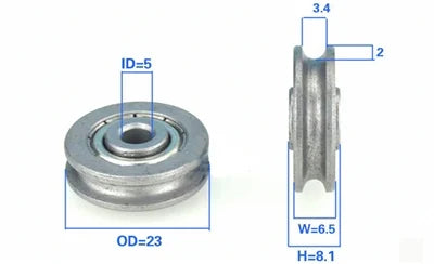 5mm Bore Bearing - 23mm Pulley U-Groove Track Roller Bearing 5x23x6.5mm