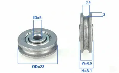5mm Bore Bearing - 23mm Pulley U-Groove Track Roller Bearing 5x23x6.5mm