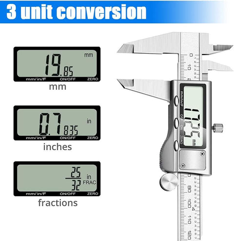 6"/150mm Metric Fractions Vernier Caliper