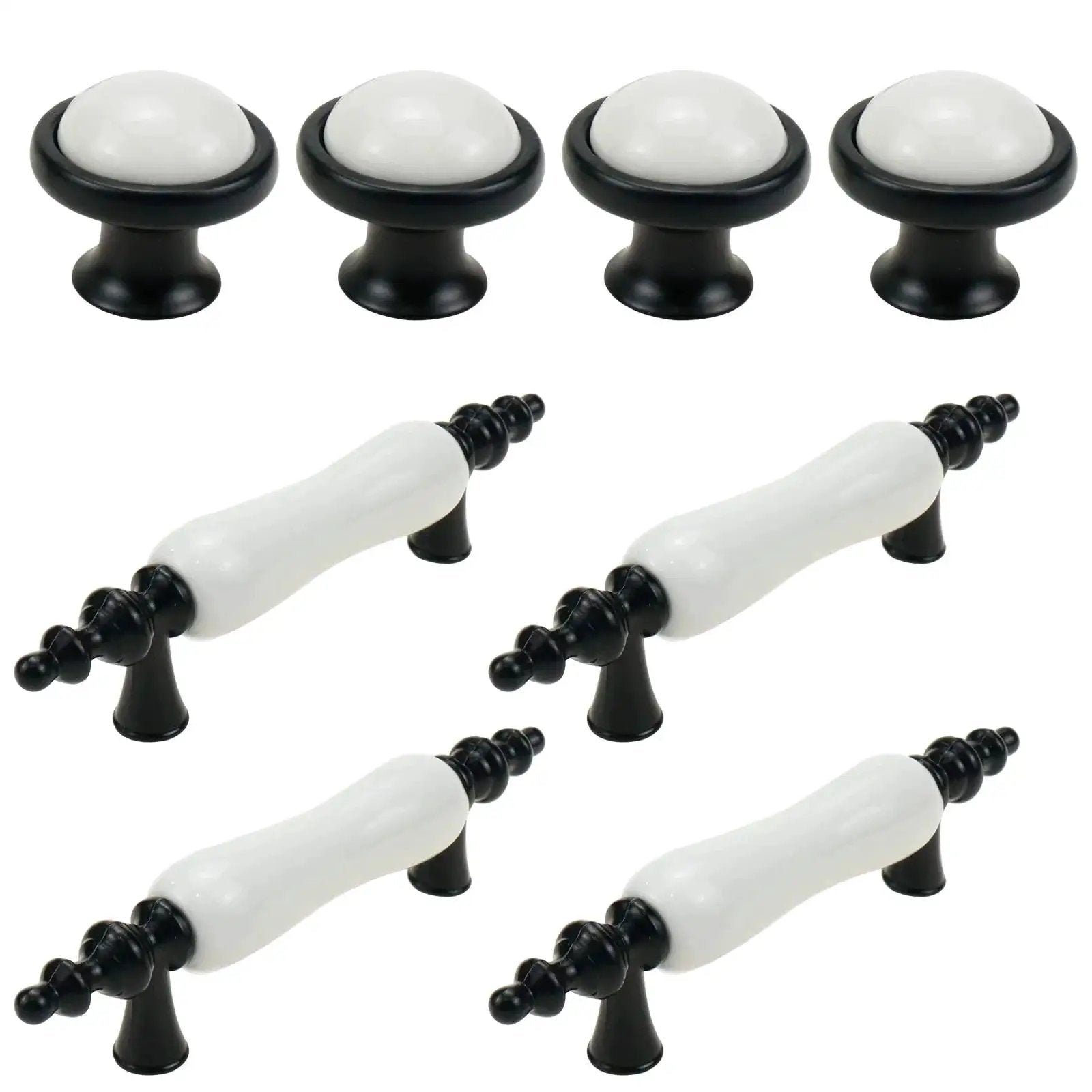 8 Pack Ceramic Drawer Pulls And Knobs Set In Black And...