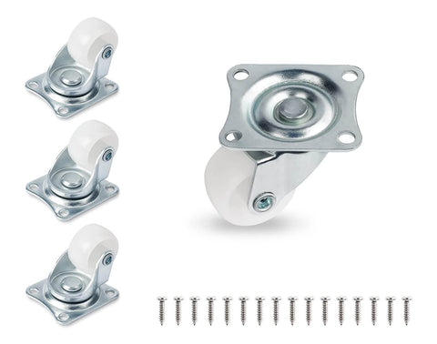 1" Low Profile Caster Wheels Set of 4 - Quiet Polyurethane Casters for Furniture, 360° Swivel Plate Design, Each Holds 22 lbs, Smooth Rolling, No Noise
