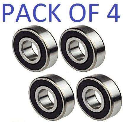 4-Pack 6201-2RS Ball Bearings Dual Sided Rubber Sealed