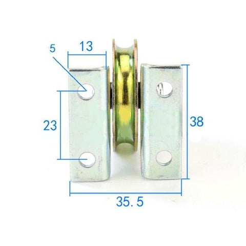 6.4mm Bore Bearing - 38mm Steel Wire Rope Cable Track Pulley - Triangular 2L bracket