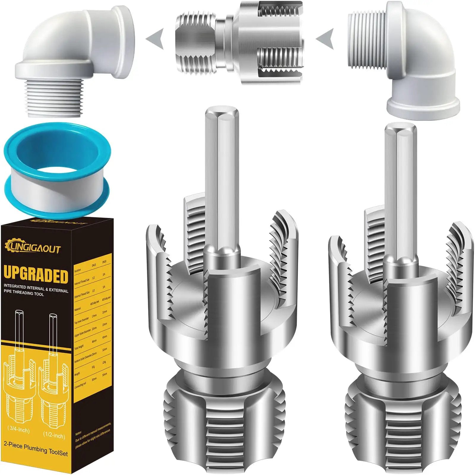 Dual Function PVC Pipe Threading Tool 2 Pack 🍁